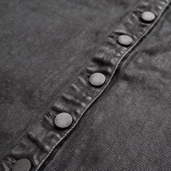 All Saints Wax Denim Black Button Skirt - Picture 5 of 6